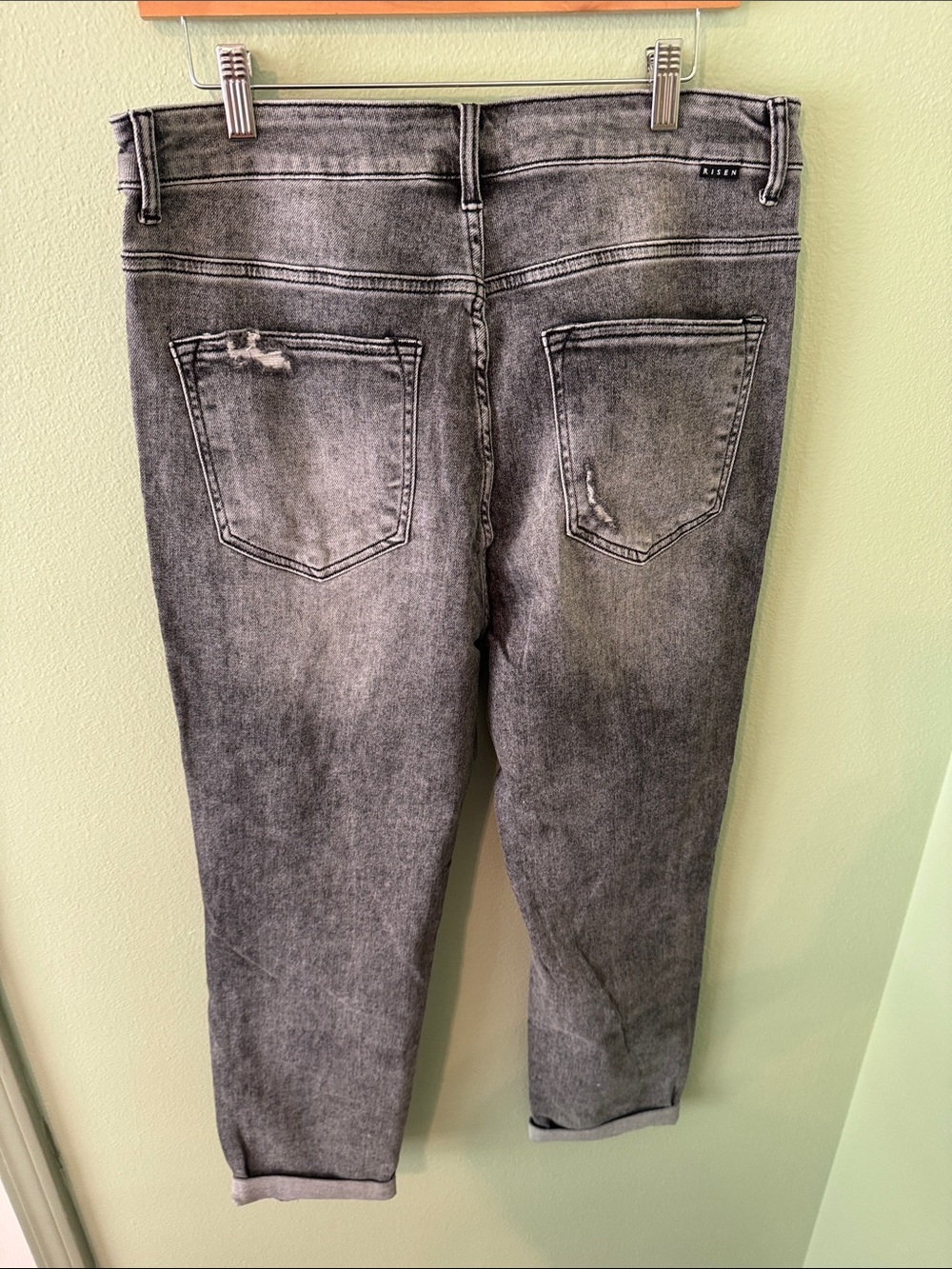 RIsen Distressed High-Waist Grey Women’s Jeans Sz 1xl - Picture 5 of 12